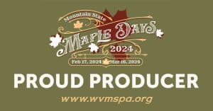 Maple State Mountain Days 2024 logo, text that reads "Proud Producer," weblink to www.wvmspa.org